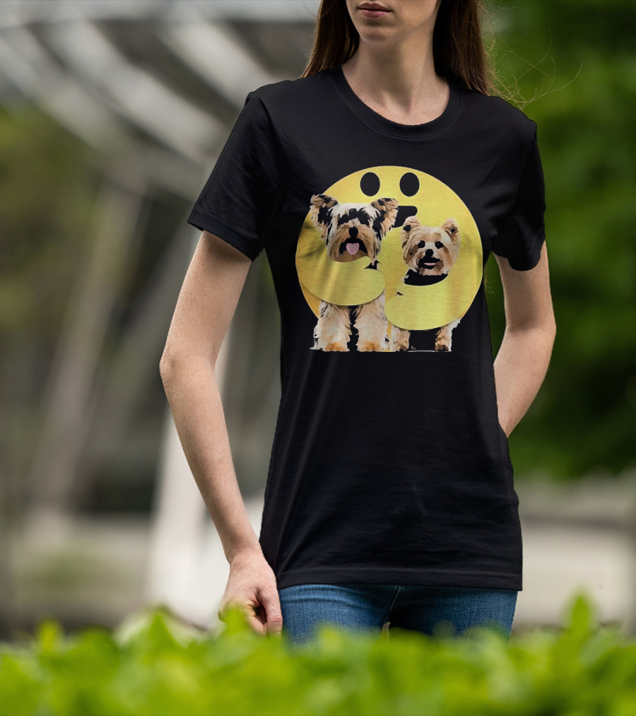 Iconic Hugging Emoji With Yorkie Dogs T-Shirt
