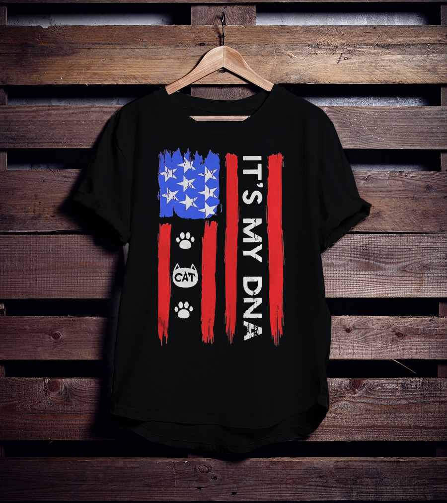 Independence Day It's My DNA Cat Paw American Flag T-Shirt