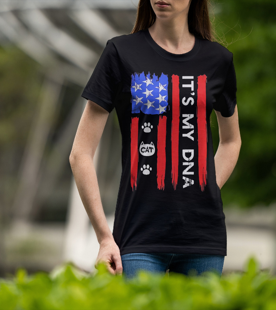 Independence Day It's My DNA Cat Paw American Flag T-Shirt