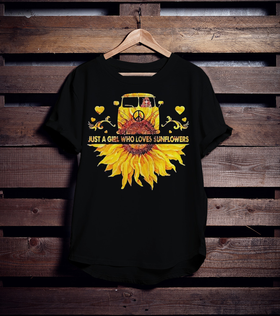 Just A Girl Who Loves Sunflowers Hippie Peace Car T-Shirt