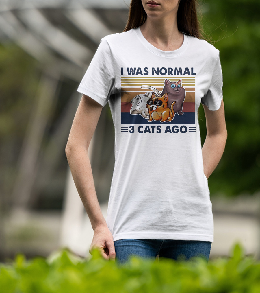 I Was Normal 3 Cats Ago Retro Style Black Version T-Shirt