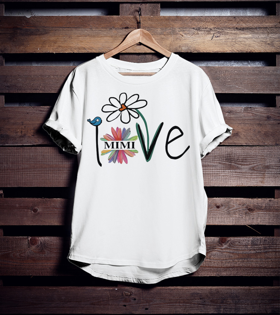 Mimi Love Floral Heart Woman Mom Life T-Shirt