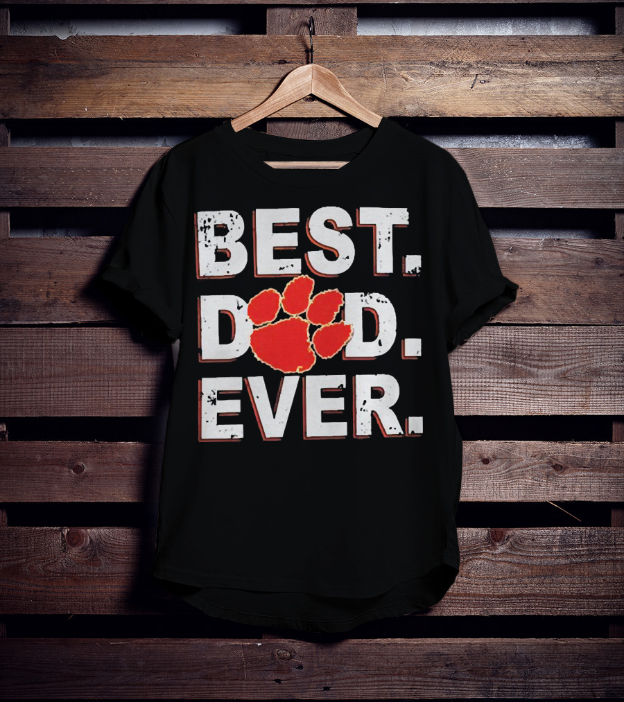 Best Dad Ever Clemson Paw Prints T-Shirt