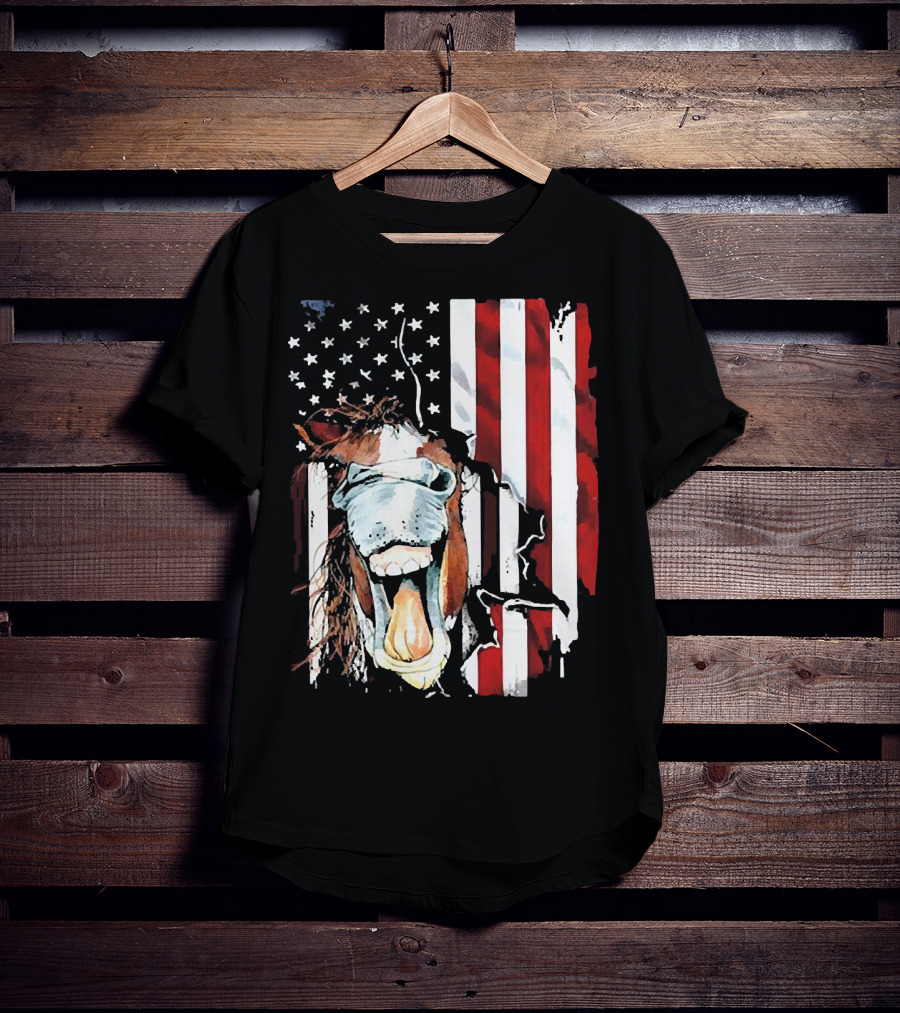 Horse Face American Flag Heritage T-Shirt