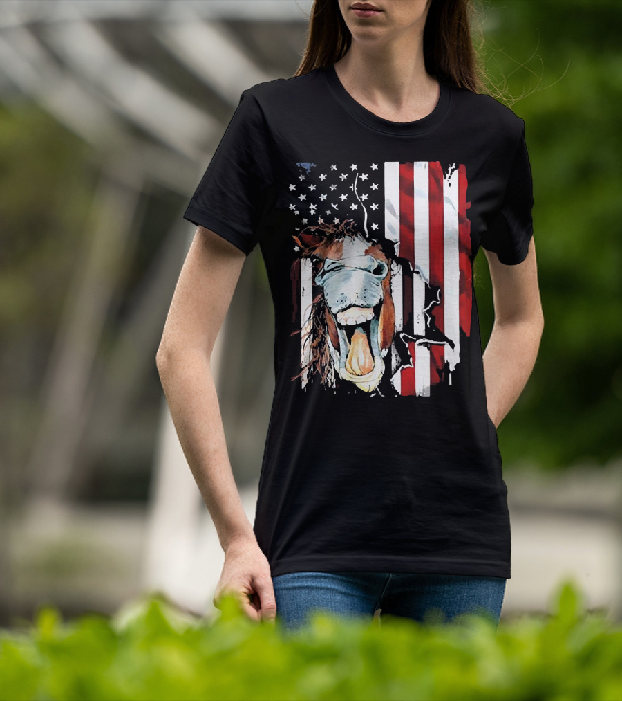 Horse Face American Flag Heritage T-Shirt