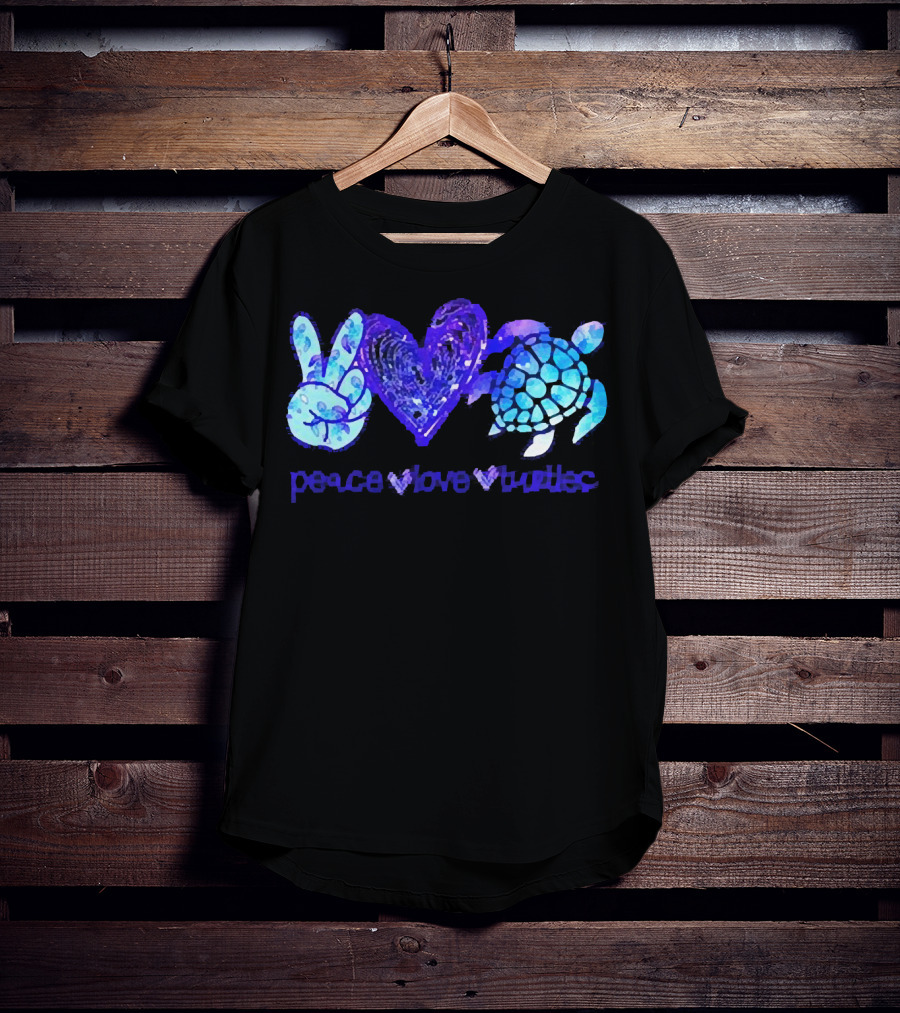 Peace Love Turtles Blue Tie-Dye T-Shirt