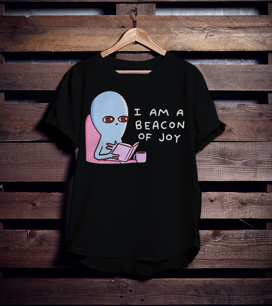 Strange Planet I Am A Beacon Of Joy Alien Reading Book With Coffee T-Shirt