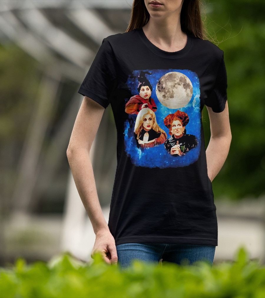 Three Hocus Pocus Moon Sanderson Sisters Night Sky T-Shirt