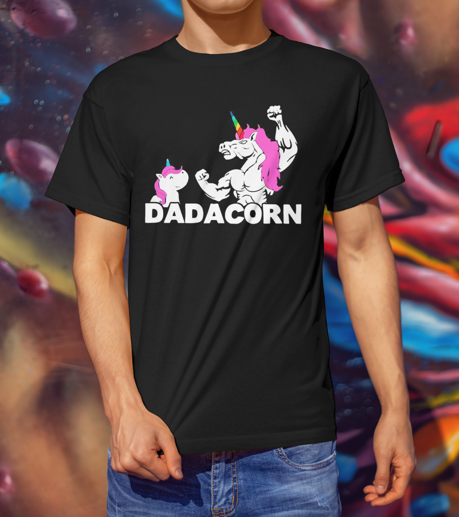 Dadacorn Unicorn Dad Muscular Fantasy T-Shirt