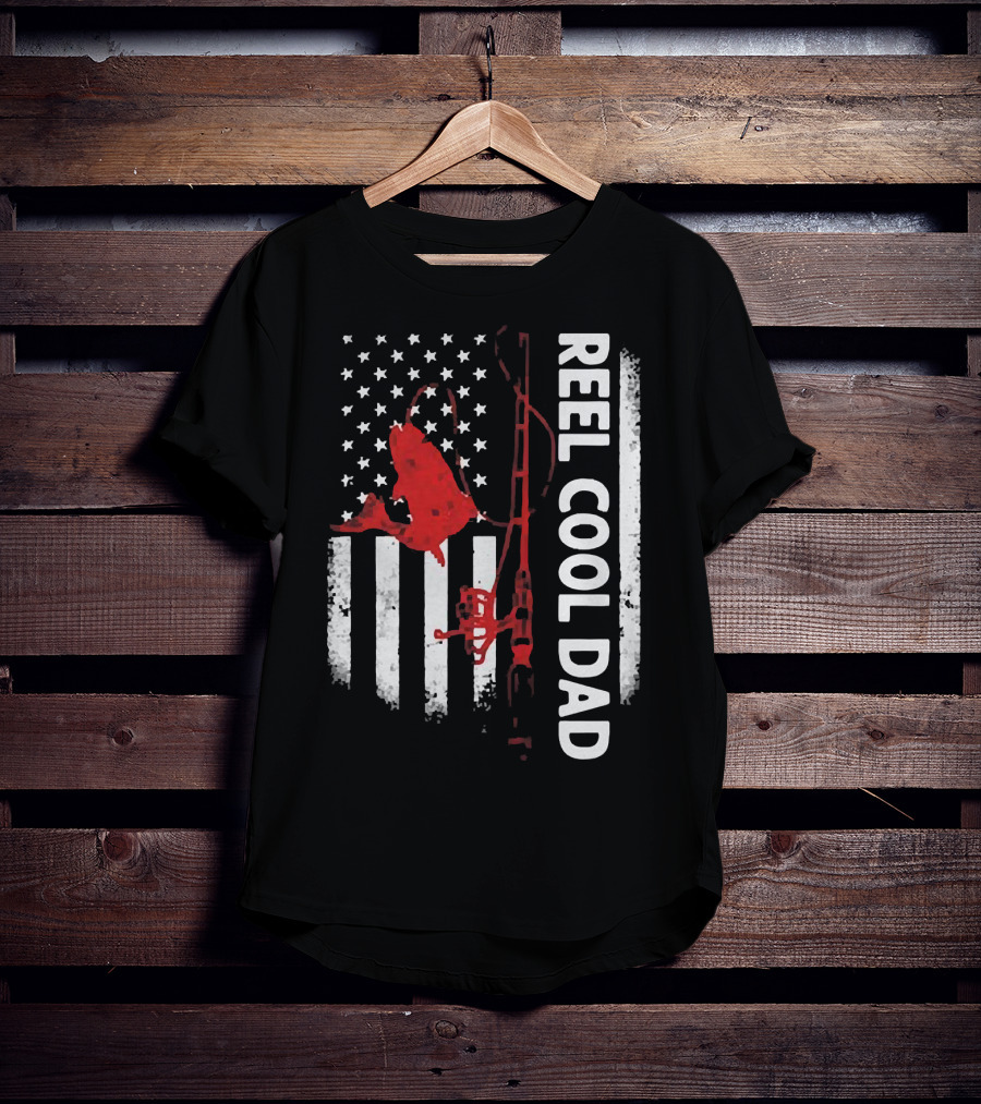 Reel Cool Dad American Flag Fishing Veteran T-Shirt