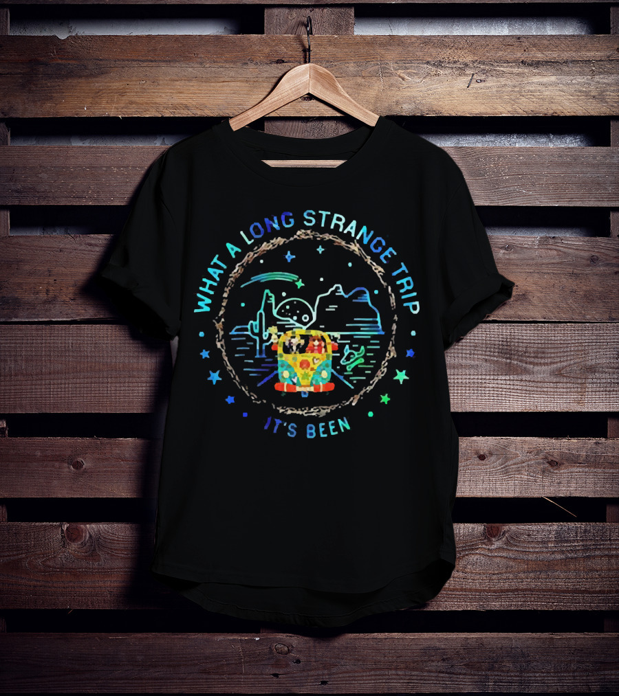 What A Long Strange Trip It's Been Hippie Bus Desert Night Peaceful Journey T-Shirt