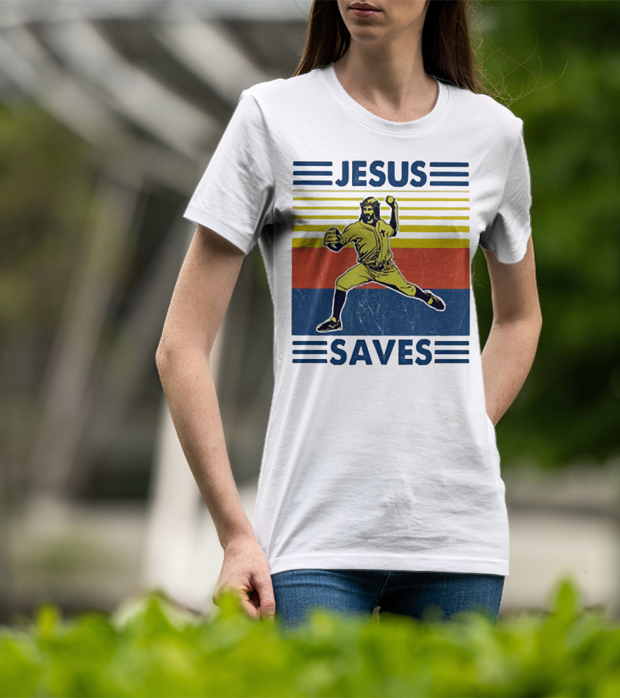 Jesus Saves Baseball Pitcher T-Shirt