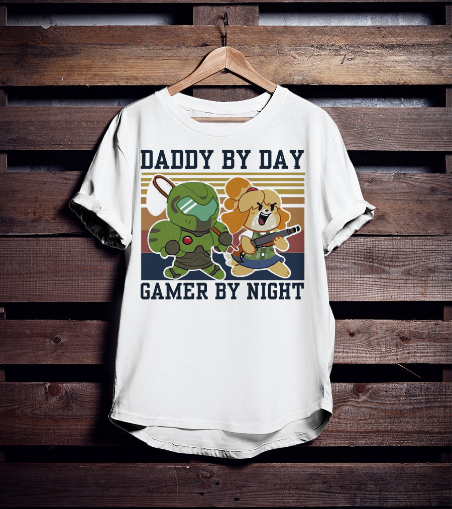 Daddy By Day Gamer By Night Doomguy Isabelle Crossover T-Shirt
