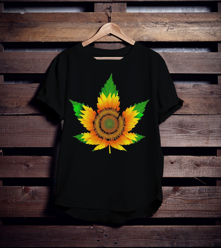 Weed Leaf Sunflower Beautiful T-Shirt