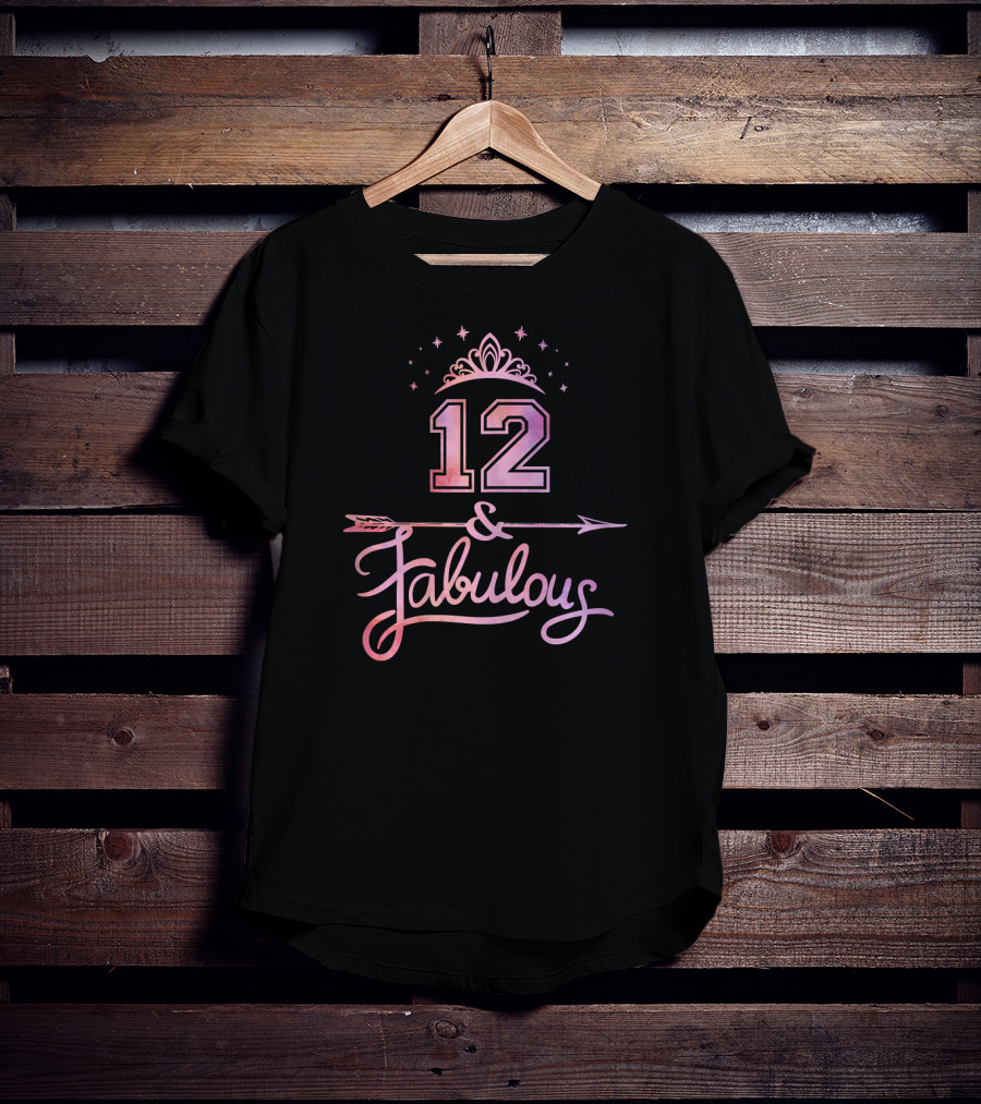 12 Years Old And Fabulous Birthday Tiara Arrow T-Shirt