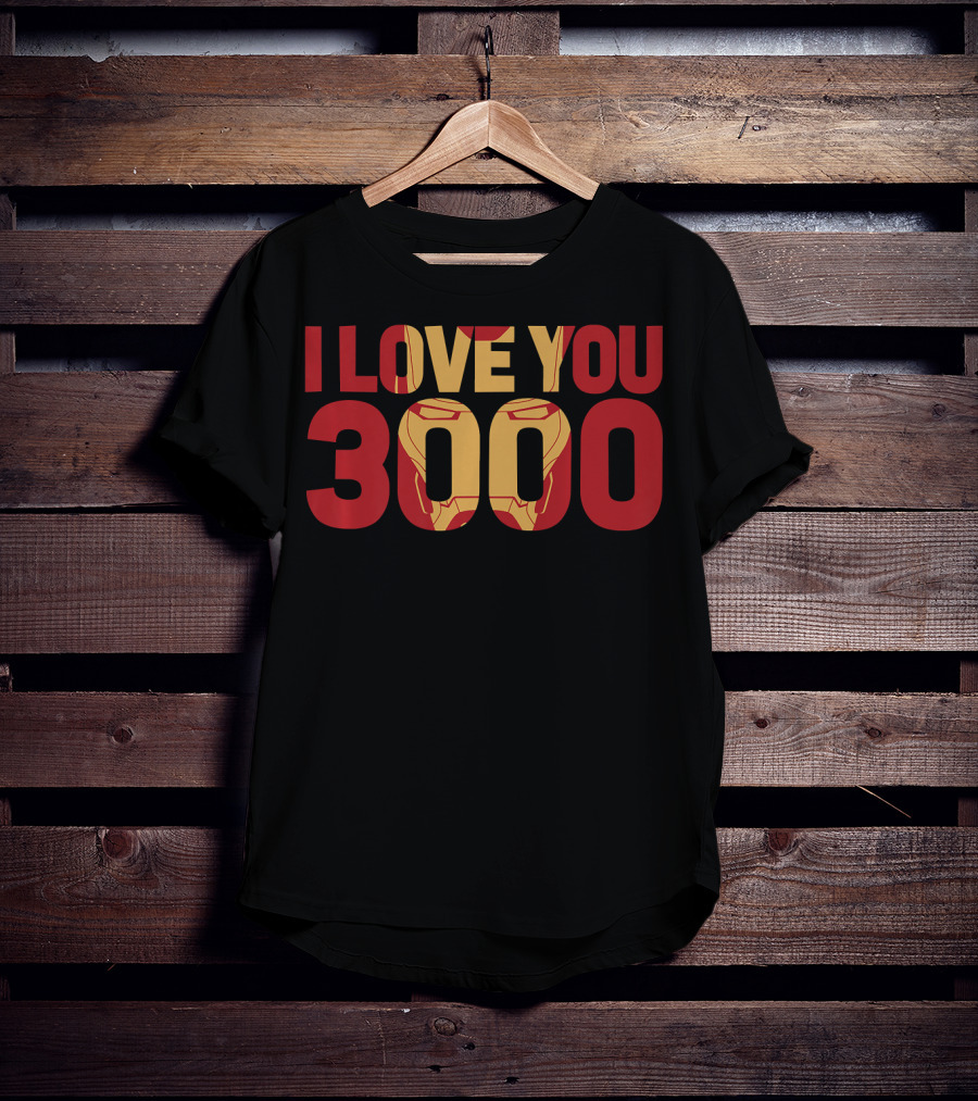 Marvel Avengers Endgame Iron Man I Love You 3000 Iconic Text Fill T-Shirt