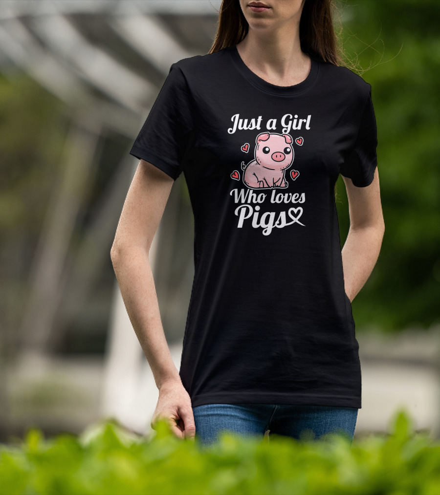 Just A Girl Who Loves Pigs Cute Pig Hearts T-Shirt