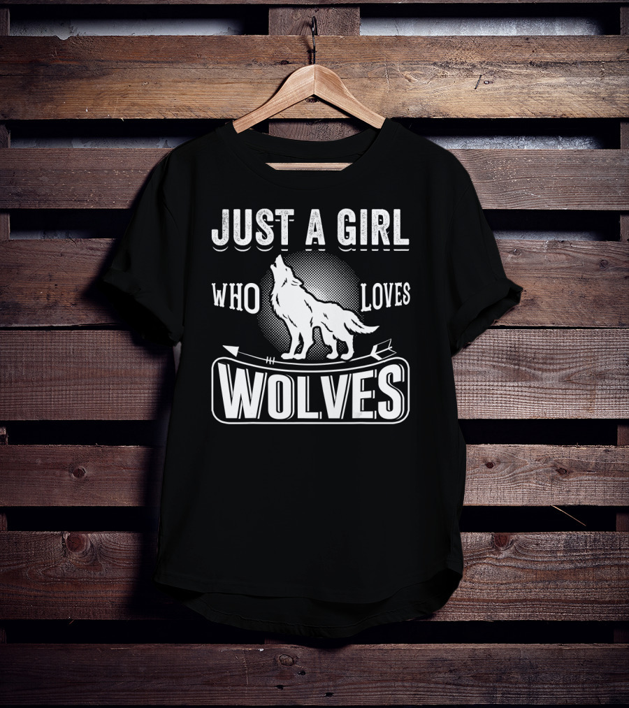 Just A Girl Who Loves Wolves Howling Wolf With Arrow T-Shirt