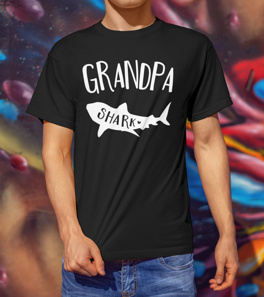 Grandpa Shark Doo Doo Playful Ocean Family Fun T-Shirt