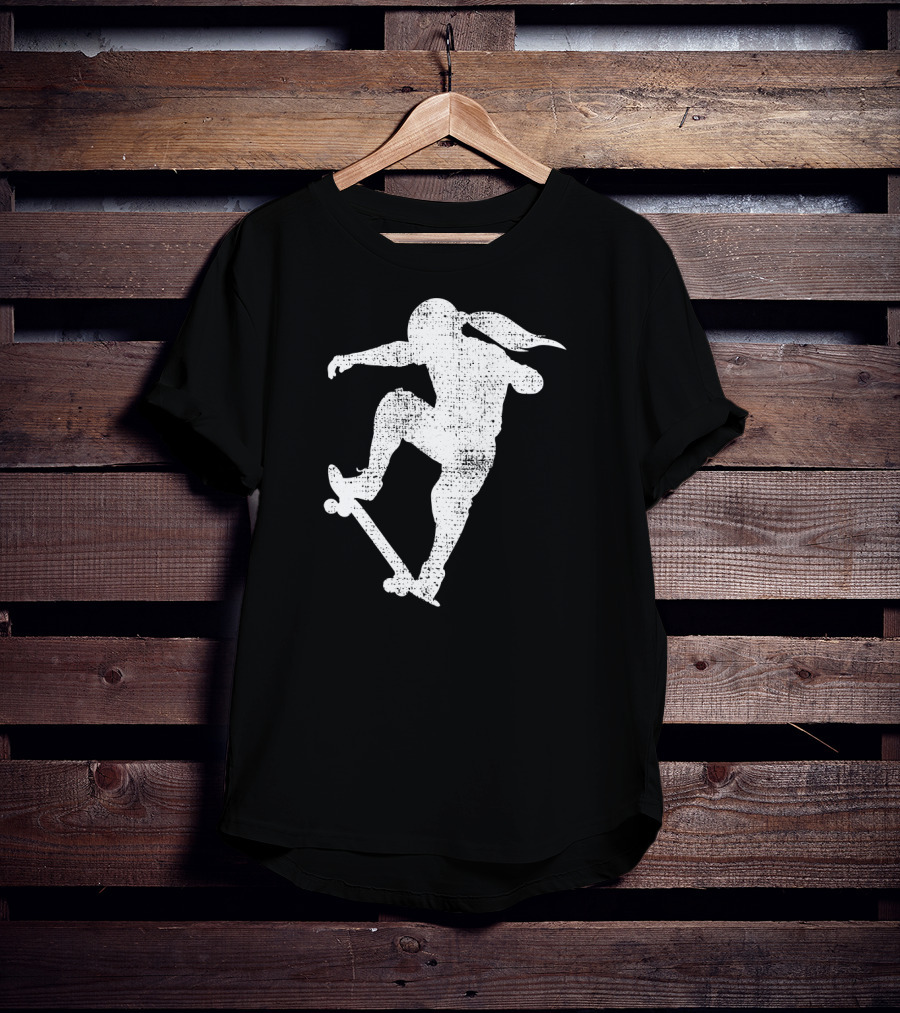 Skater Girl Skateboard Skateboarder Silhouette Riding Skateboard T-Shirt