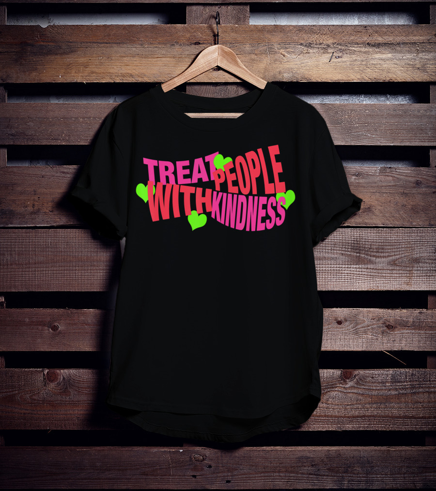 Treat People With Kindness Neon Hearts T-Shirt