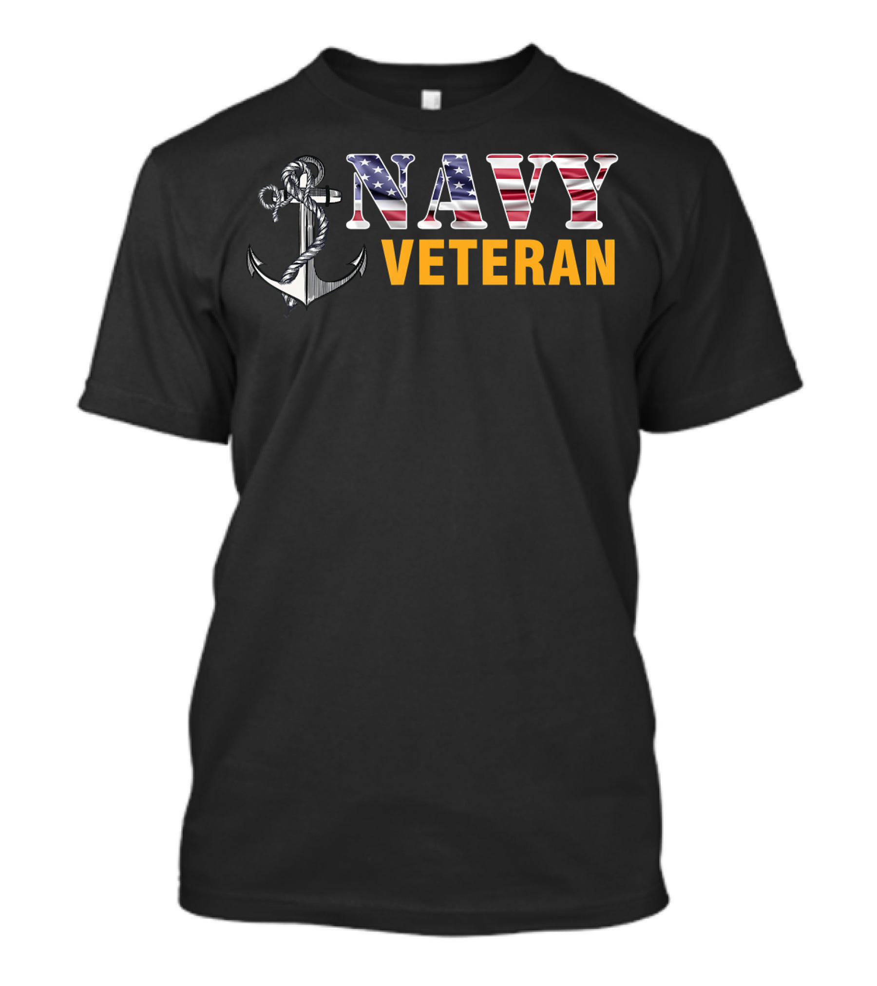 Navy Veteran American Flag Anchor T-Shirt