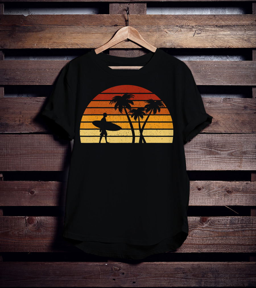Vintage Sunset Surfing Palm T-Shirt