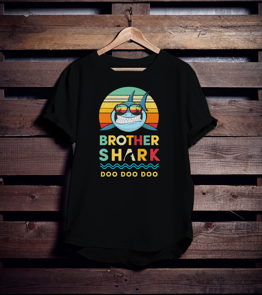 Brother Shark Doo Doo Doo Retro Sunglasses Kids Toddler T-Shirt