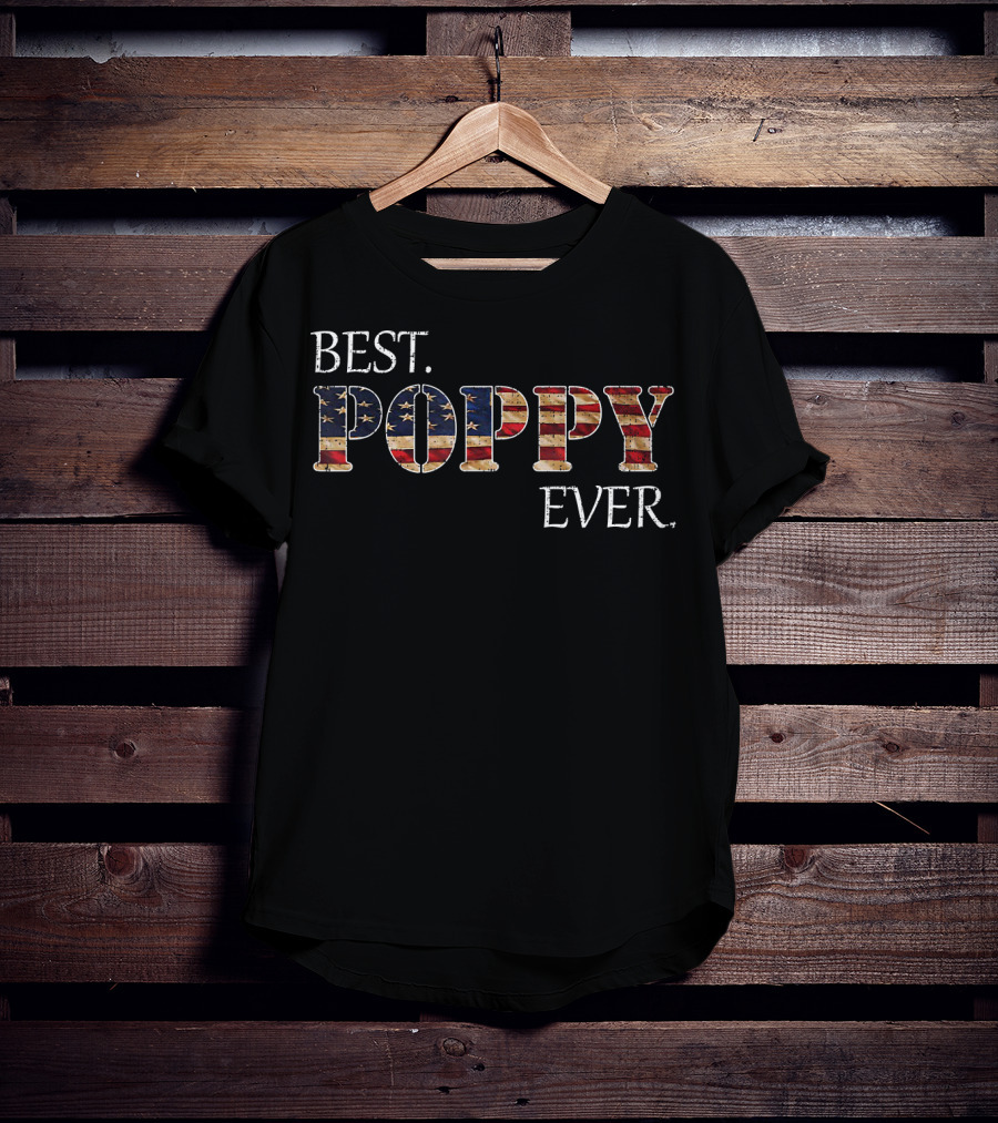 Best Poppy Ever American Flag Vintage Patriotic T-Shirt