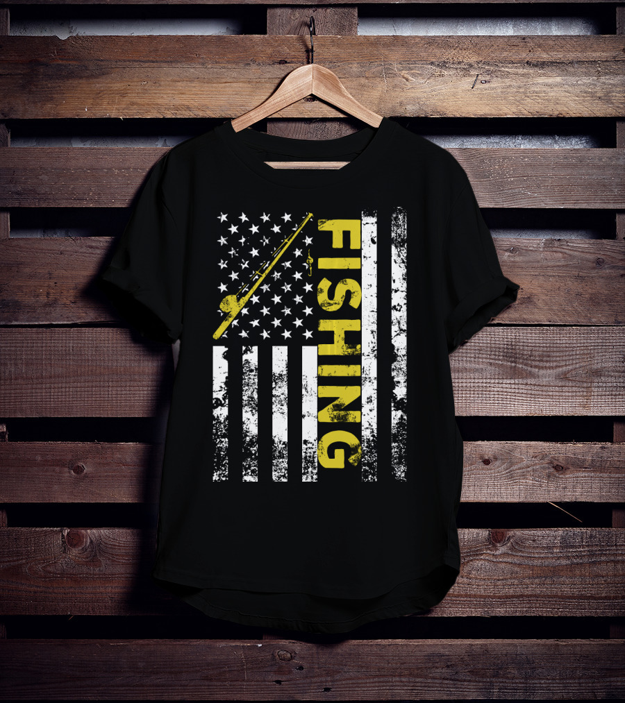American Flag Fishing USA Patriotic T-Shirt