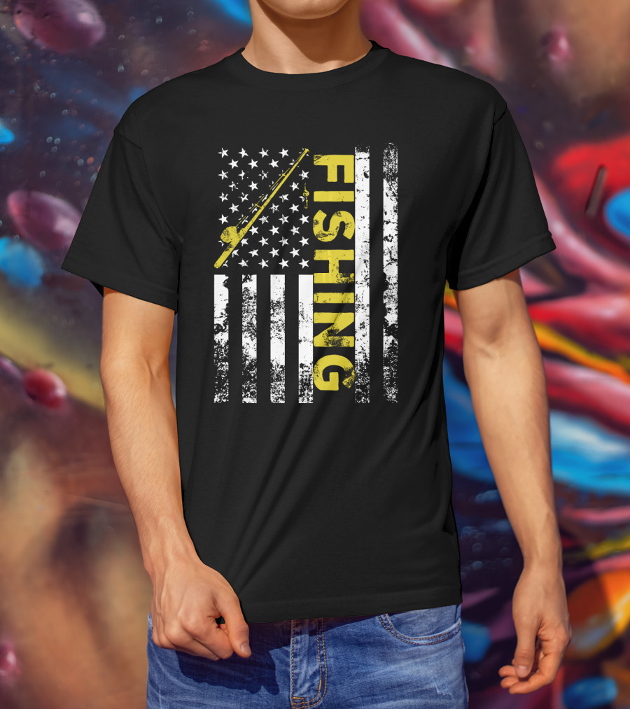 American Flag Fishing USA Patriotic T-Shirt
