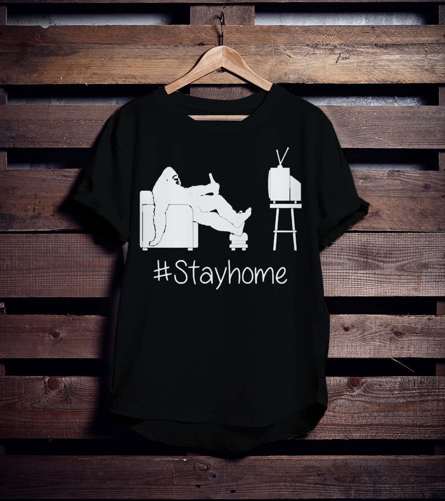 Bigfoot Relaxing Watching TV #Stayhome T-Shirt