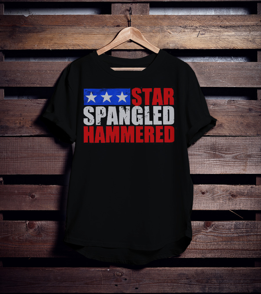 Star Spangled Hammered USA Patriotic Festival Party Wear T-Shirt