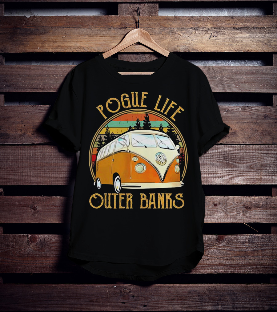 Pogue Life Outer Banks Volkswagen Vintage Van Retro Sunset T-Shirt