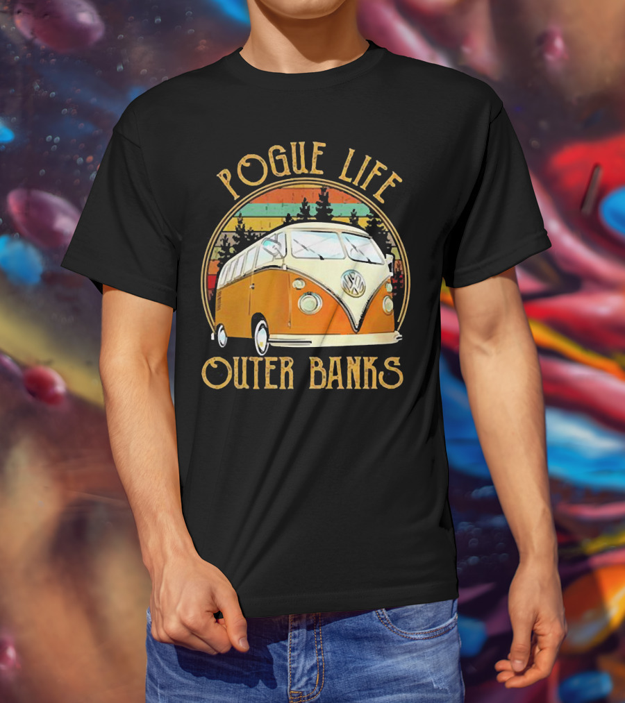 Pogue Life Outer Banks Volkswagen Vintage Van Retro Sunset T-Shirt