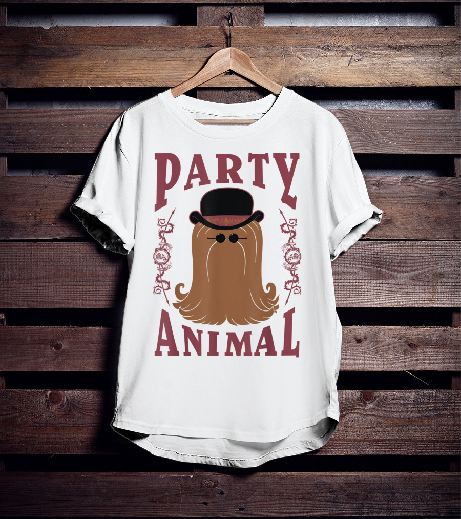 Addams Family Cousin It Party Animal Top Hat And Sunglasses T-Shirt