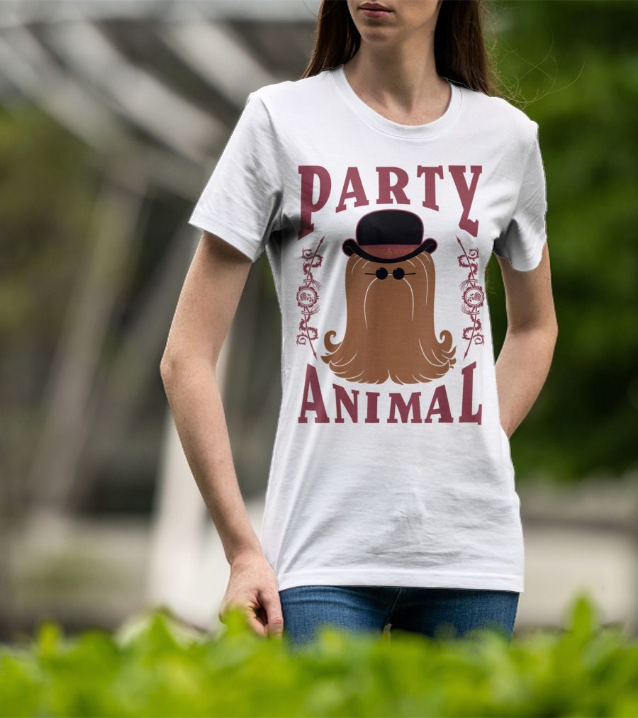 Addams Family Cousin It Party Animal Top Hat And Sunglasses T-Shirt