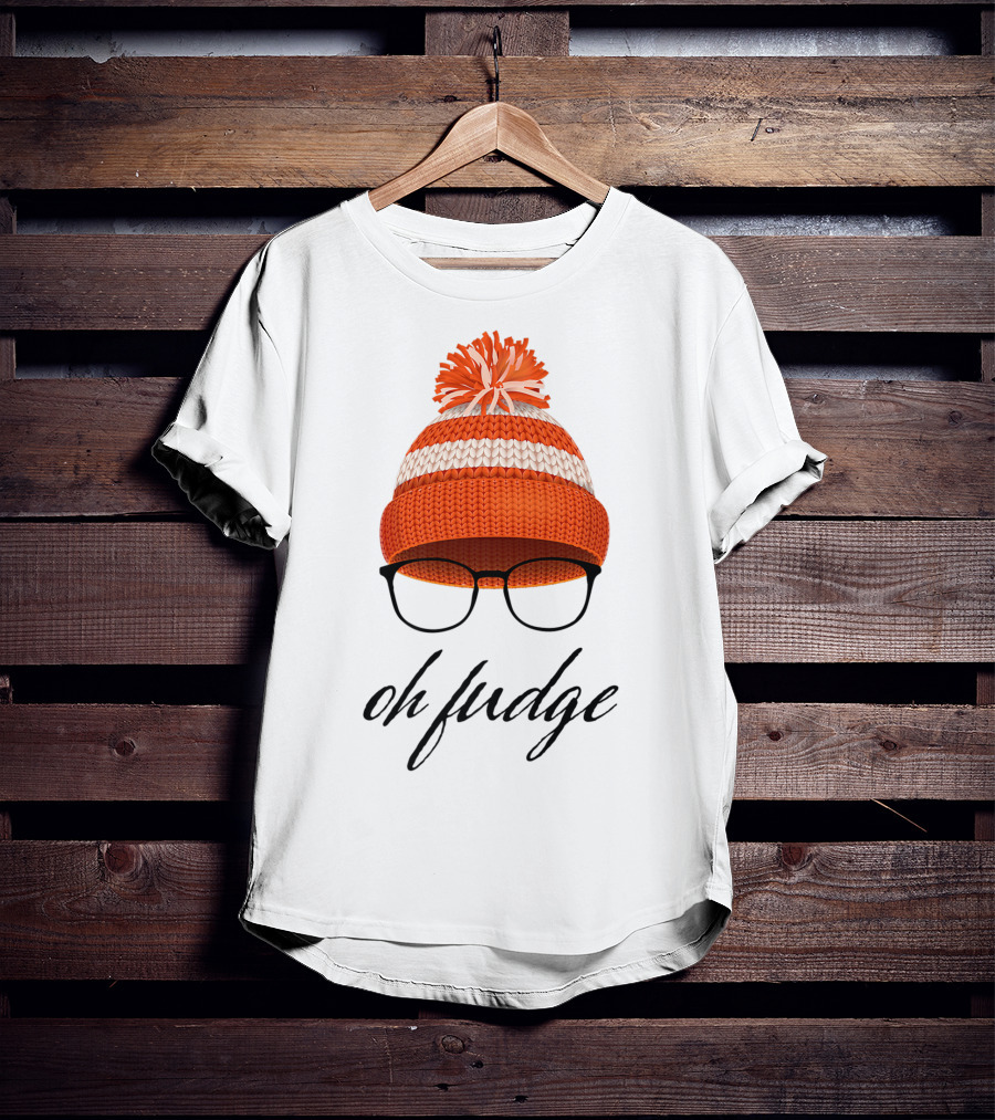 Oh Fudge Christmas Movie Orange Hat And Glasses T-Shirt