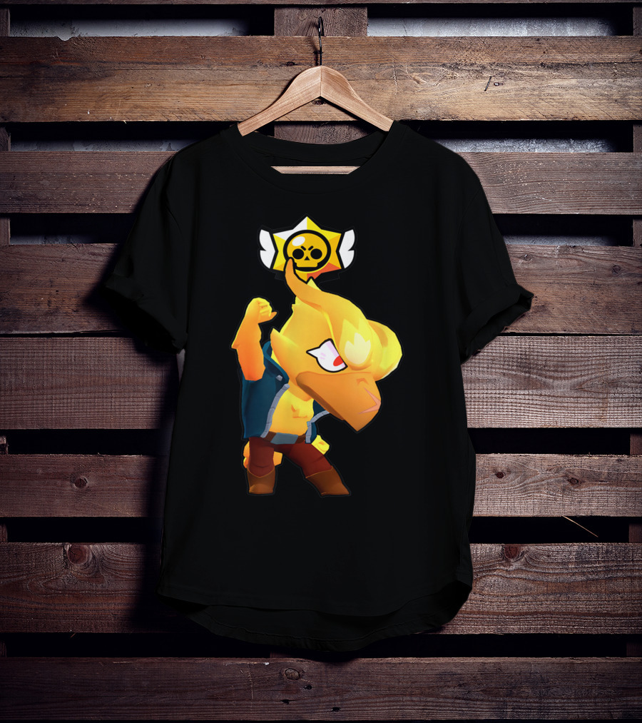 Brawl Stars Crow Character Icon With Skull Star Badge T-Shirt
