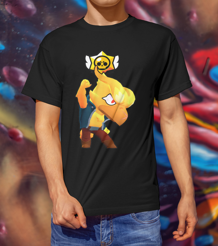 Brawl Stars Crow Character Icon With Skull Star Badge T-Shirt