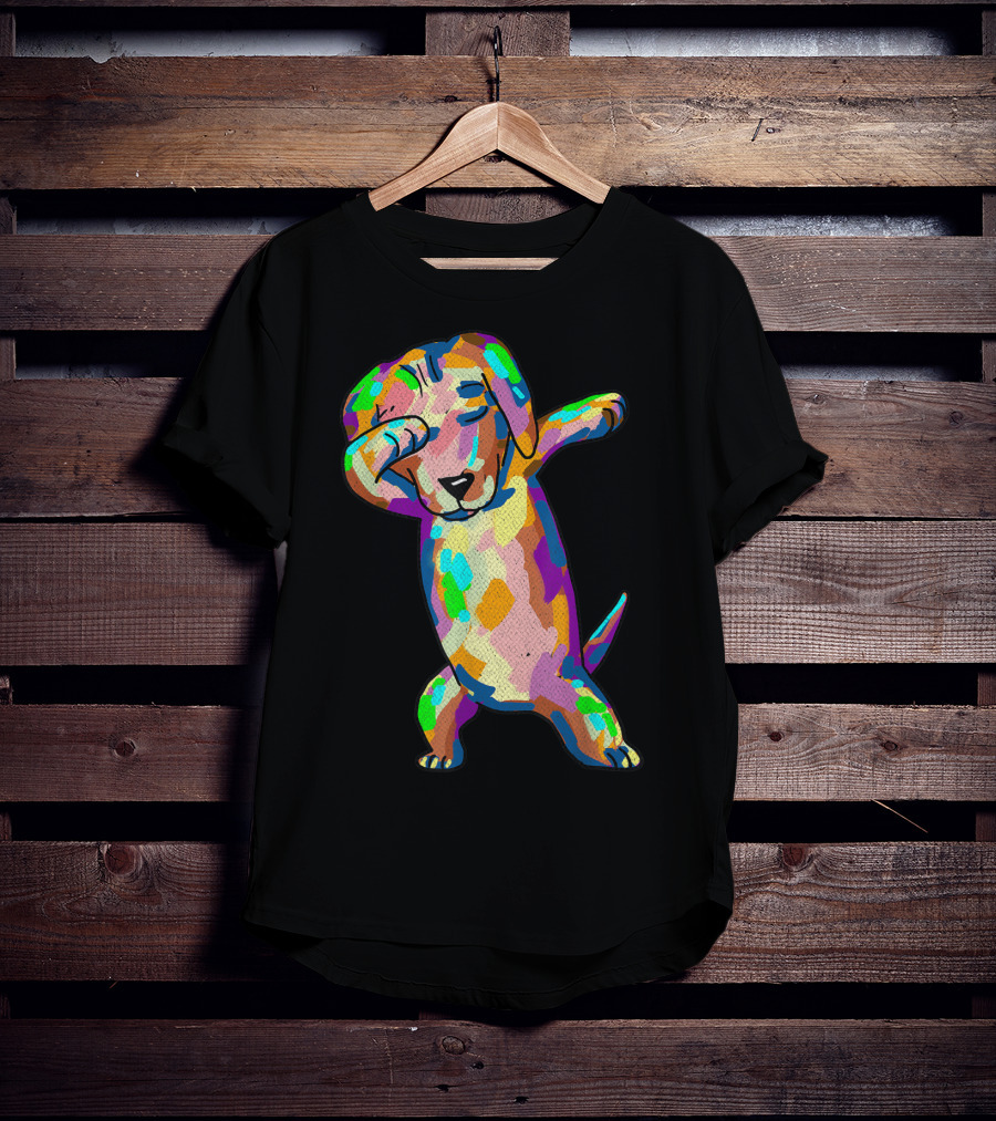Colorful Dabbing Wiener Dog Funny Dachshund Dab T-Shirt