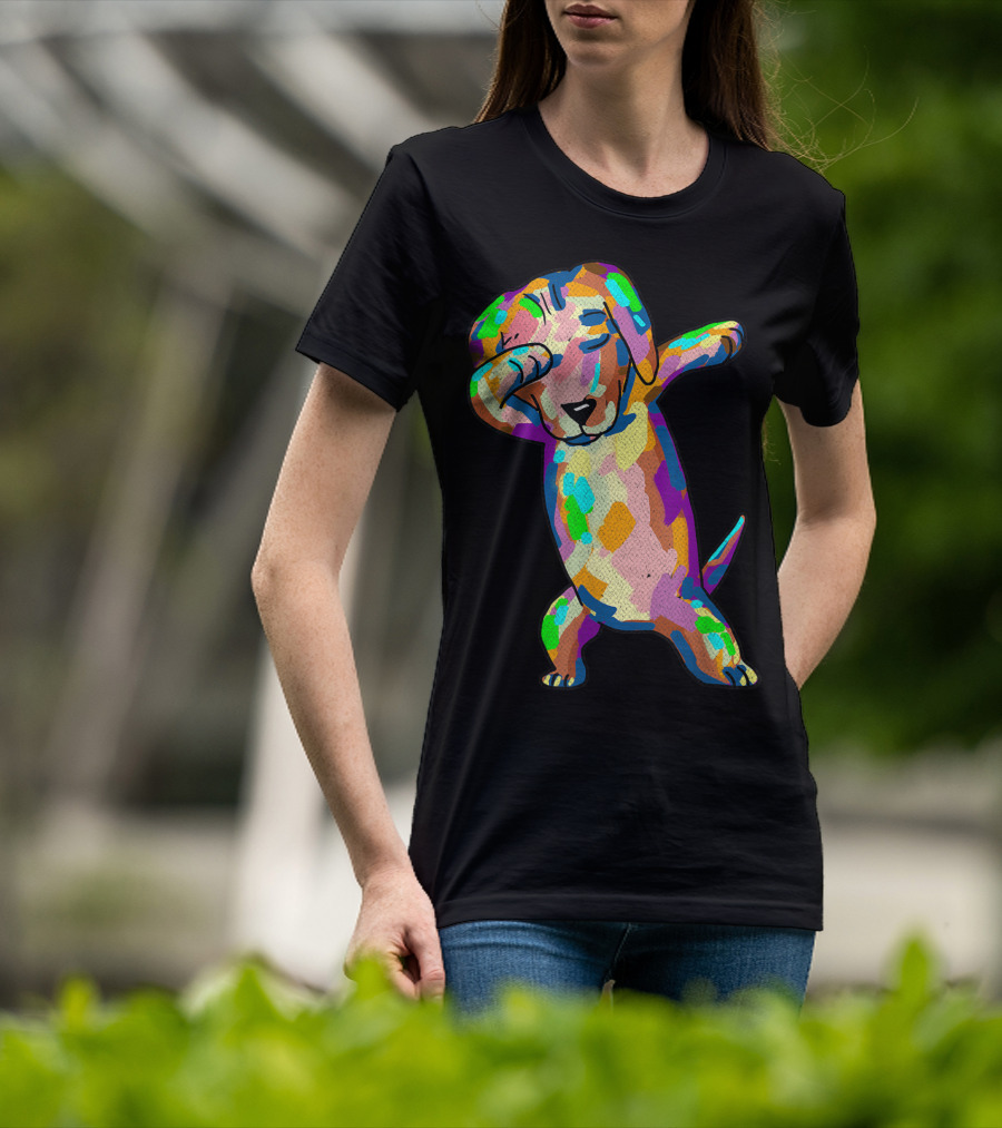 Colorful Dabbing Wiener Dog Funny Dachshund Dab T-Shirt