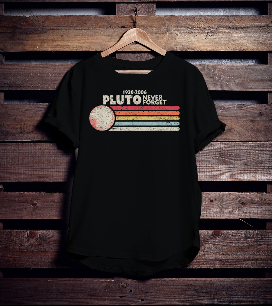 1930-2006 Pluto Never Forget Retro Stripes T-Shirt