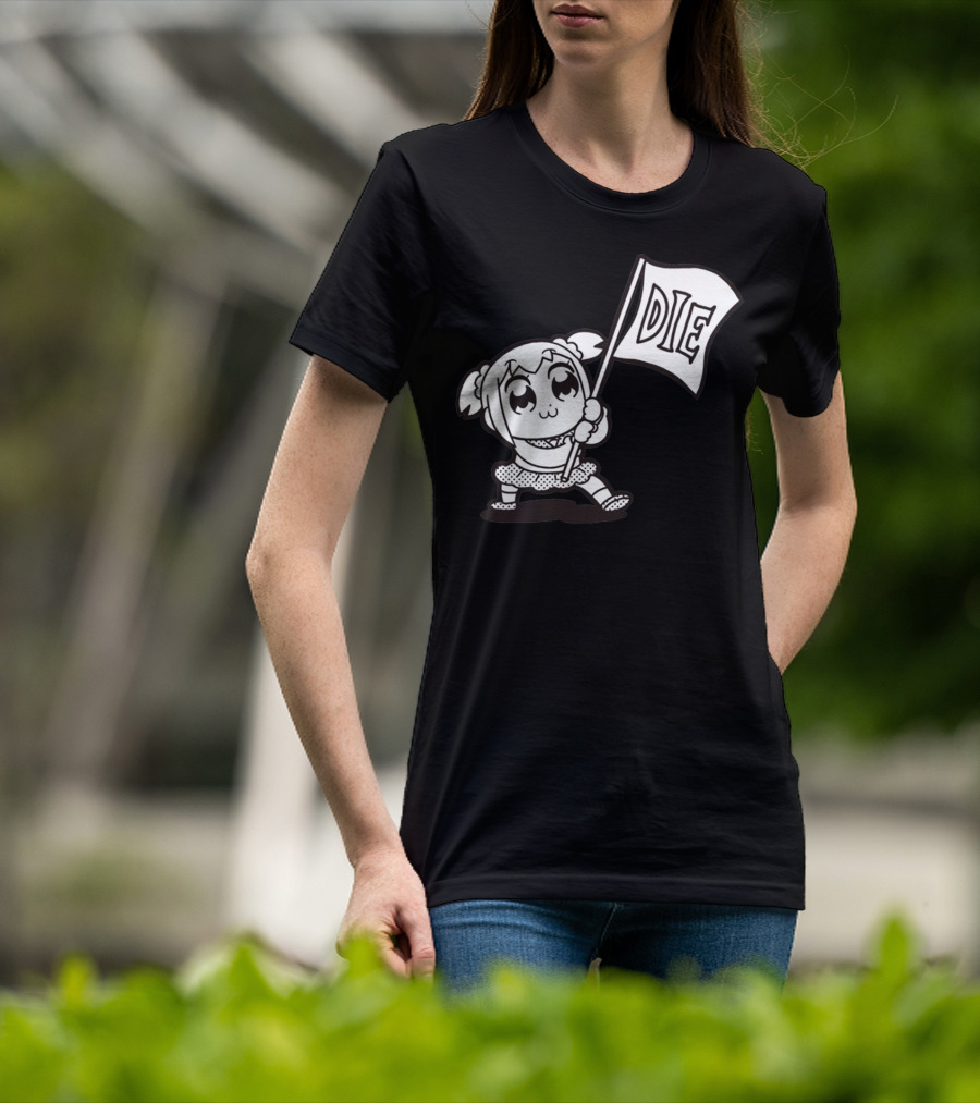 Pop Team Epic Popuko Holding Die Banner T-Shirt