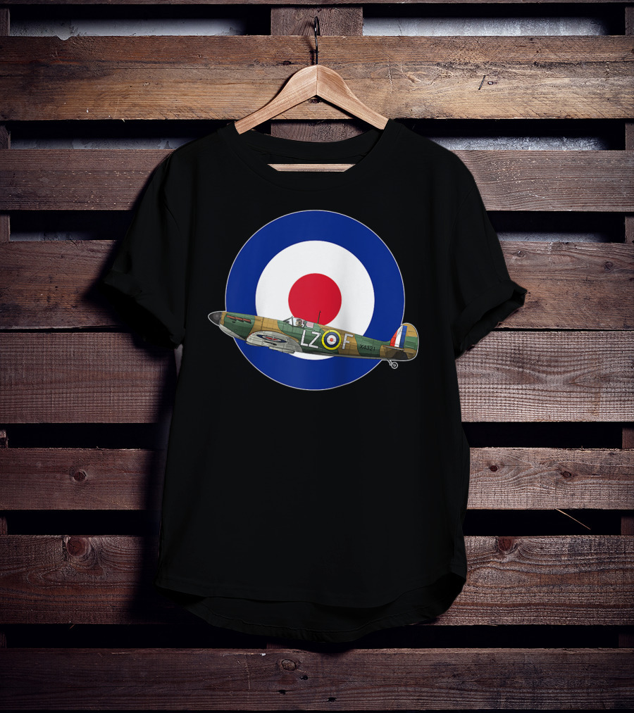 RAF Spitfire LZ-F Battle Of Britain Military WW2 Roundel T-Shirt