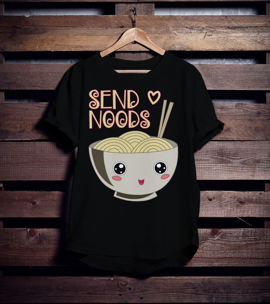 Send Noods Kawaii Ramen Bowl With Chopsticks And Heart T-Shirt