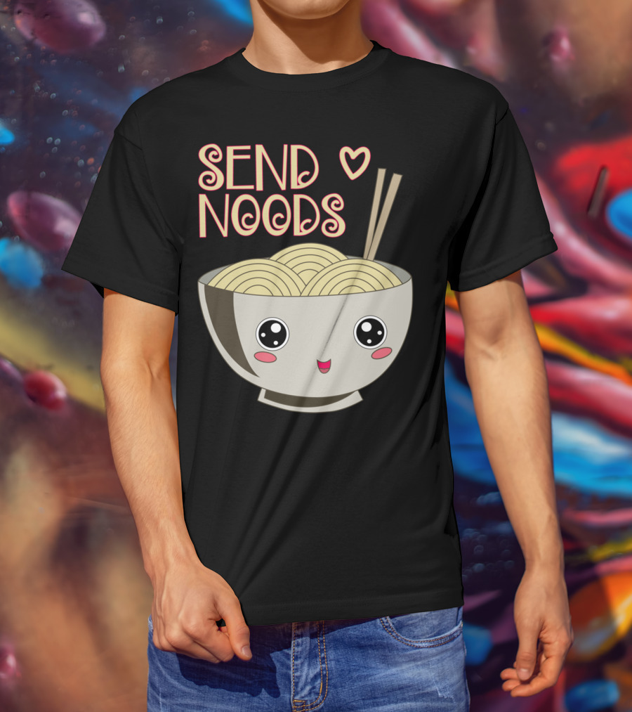 Send Noods Kawaii Ramen Bowl With Chopsticks And Heart T-Shirt