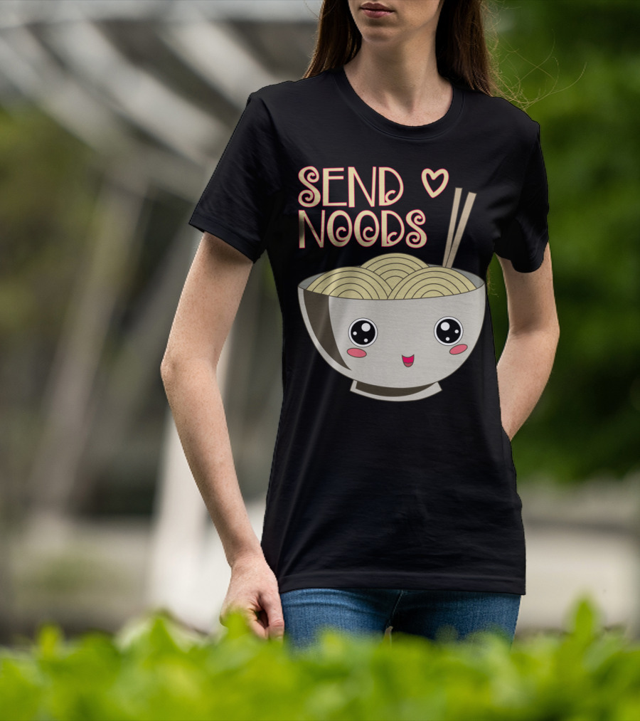 Send Noods Kawaii Ramen Bowl With Chopsticks And Heart T-Shirt