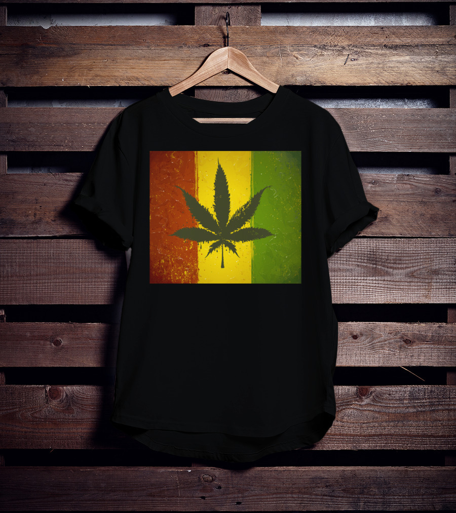 Rasta Jamaican Marijuana Leaf Legalized Pot Flag T-Shirt