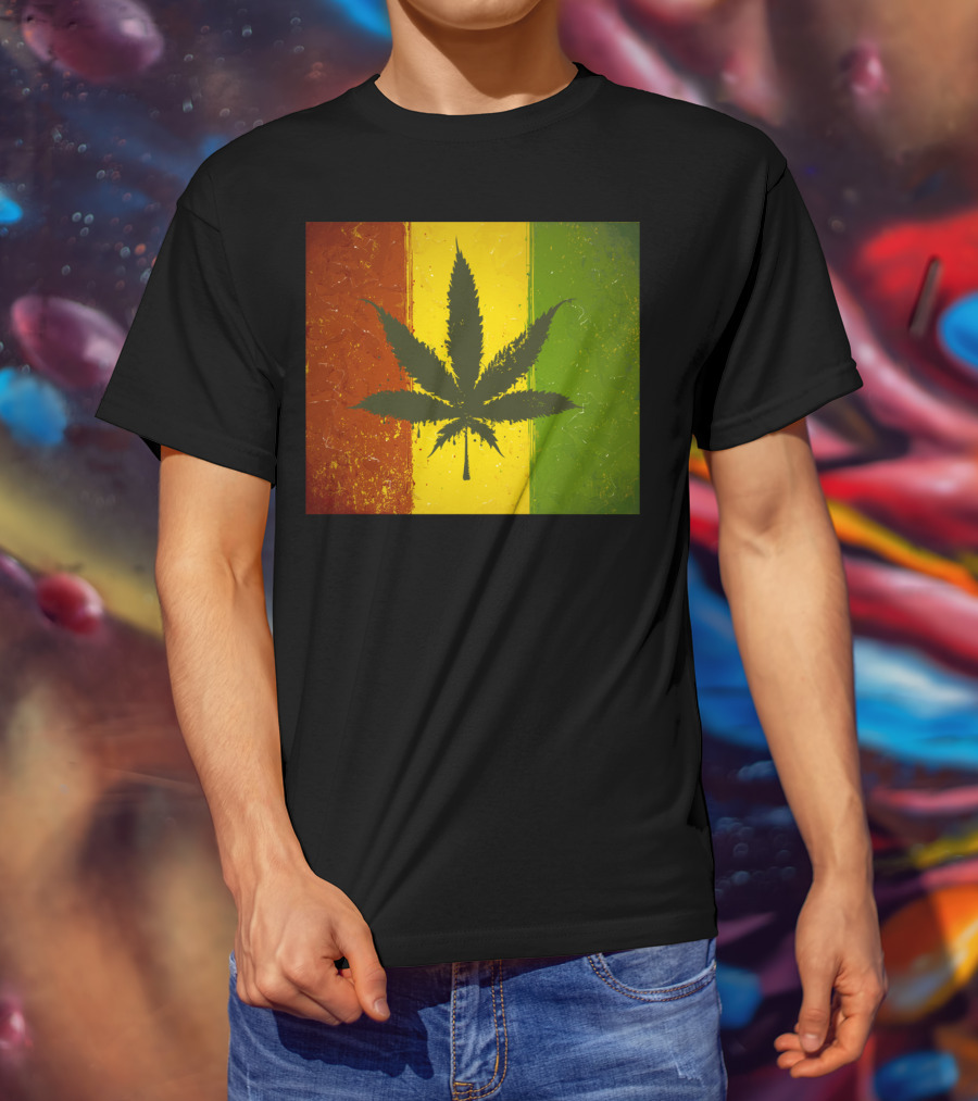 Rasta Jamaican Marijuana Leaf Legalized Pot Flag T-Shirt
